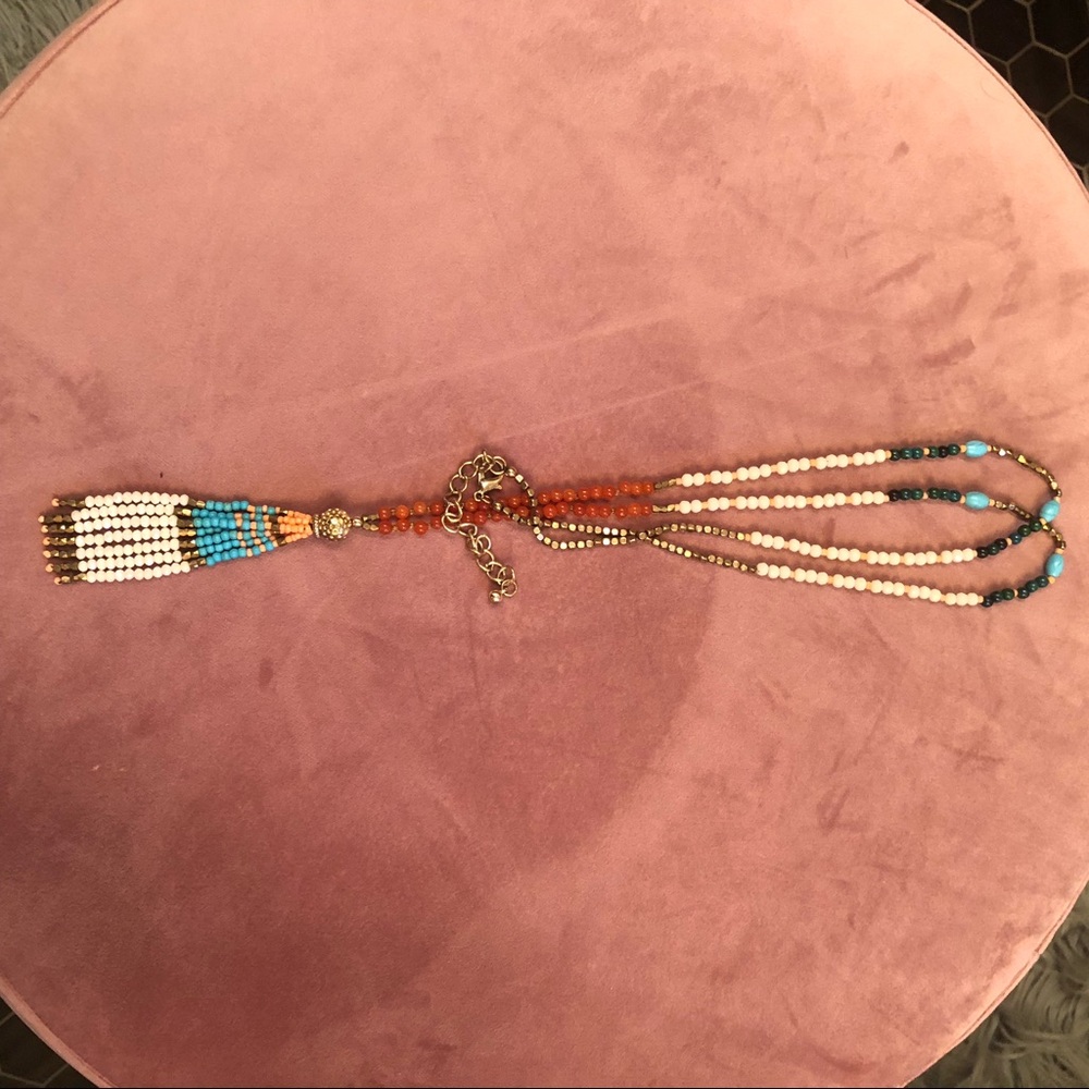 Beaded Long Tassel Necklace